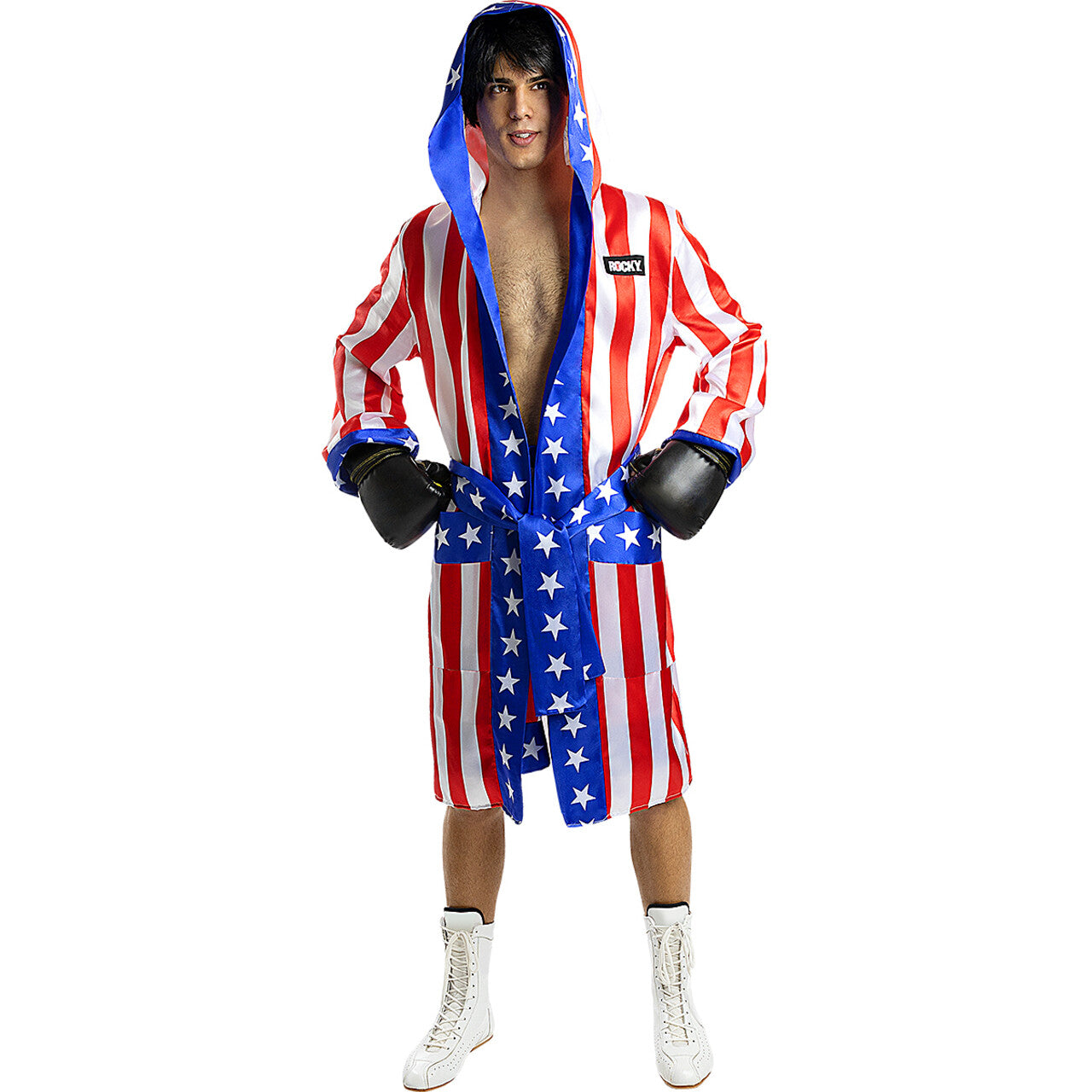 Op deze afbeelding zie je een Kostuums, van het merk Funidelia. Rocky Balboa Jas USA Man