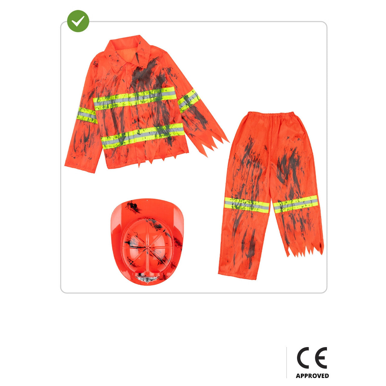 Op deze afbeelding zie je een Kostuums, van het merk Funidelia. Bloedblusser Brandweer Zombie Kind Kostuum