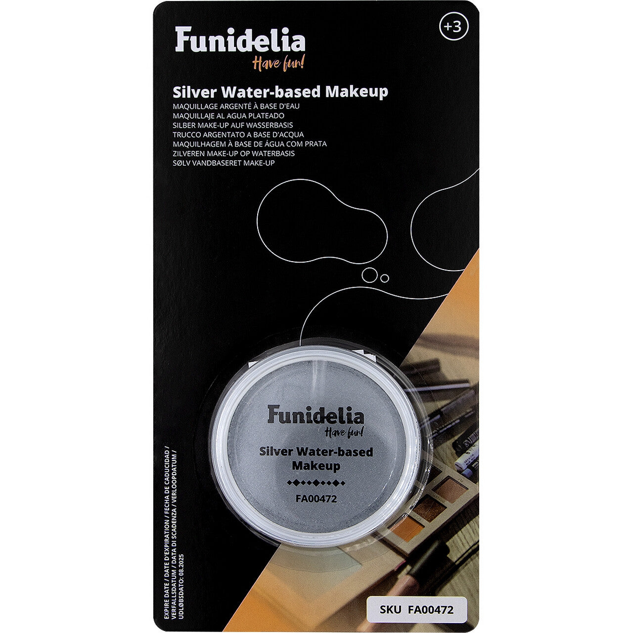 Op deze afbeelding zie je een Accessoires, van het merk Funidelia. Schmink Make Up Zilver Waterbasis 96 Gram