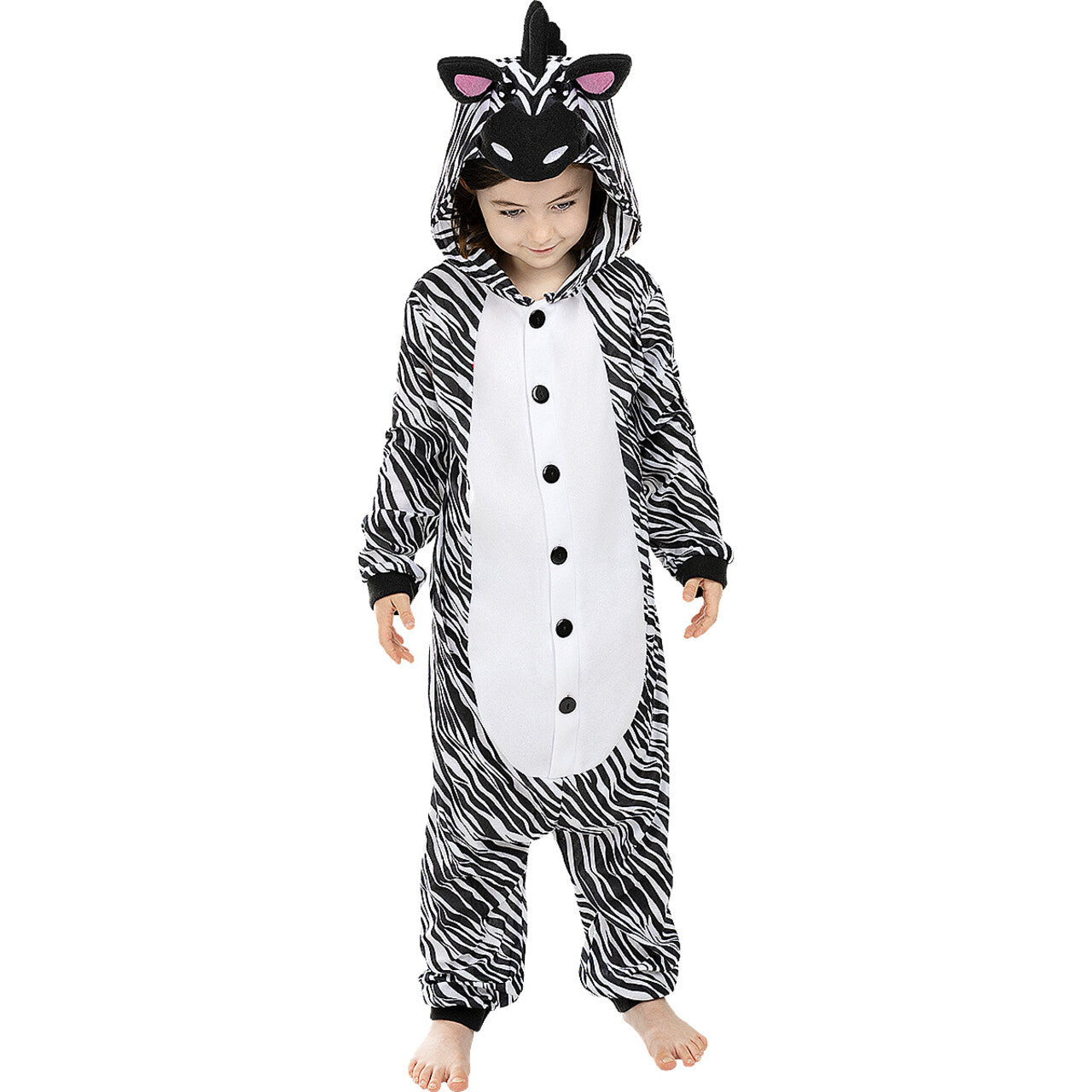 Op deze afbeelding zie je een Kostuums, van het merk Funidelia. Willy De Zebra Onesie Kind Kostuum