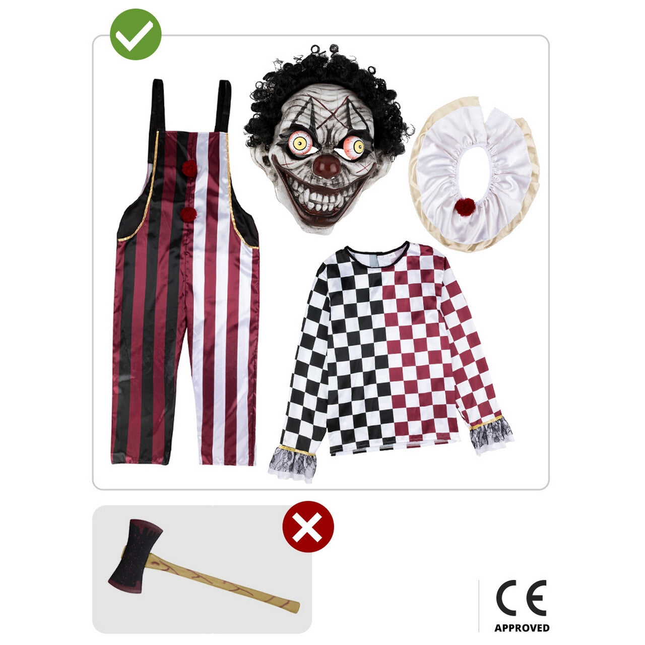 Op deze afbeelding zie je een Kostuums, van het merk Funidelia. Schrikwekkende Enge Clown Pedro Man Kostuum
