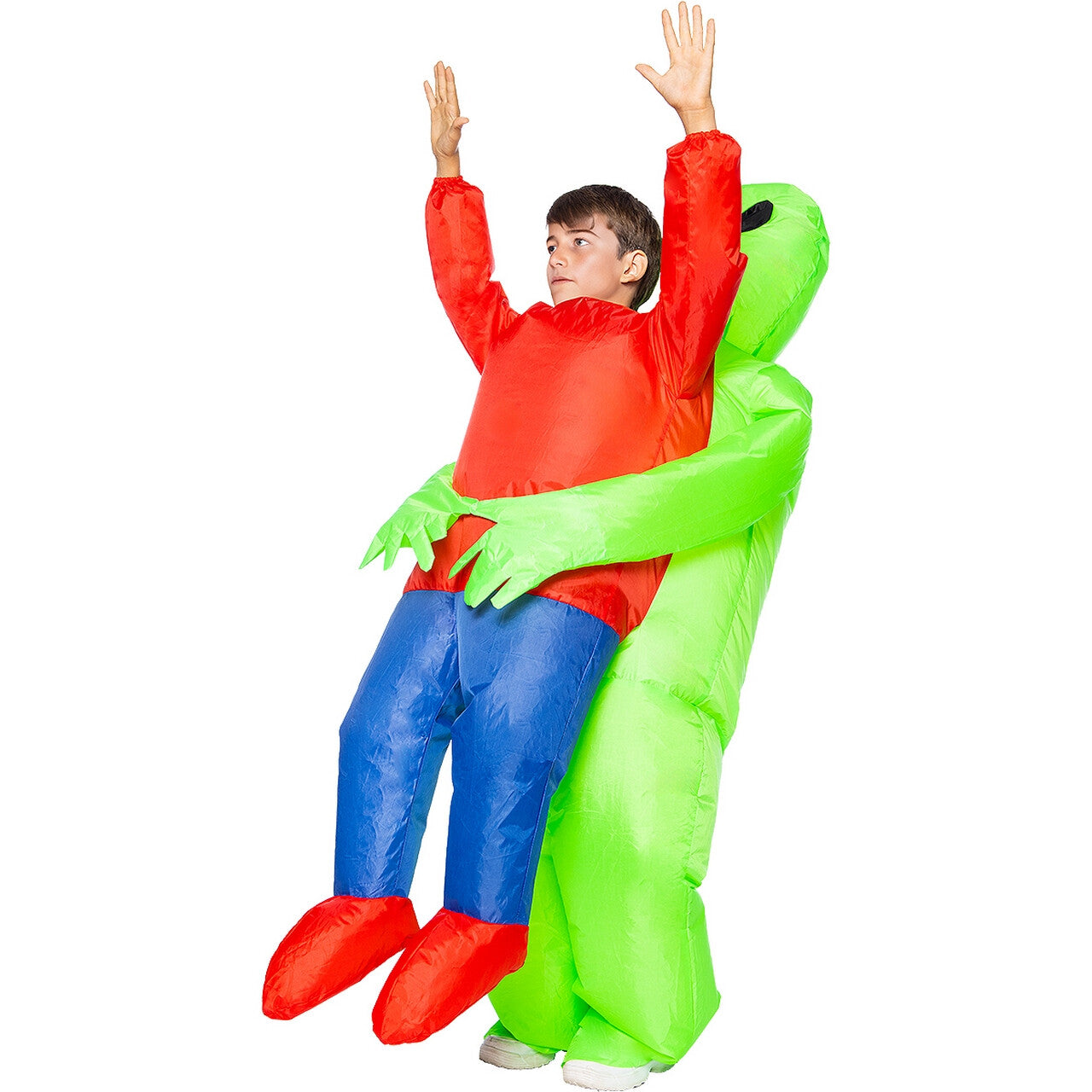 Op deze afbeelding zie je een Kostuums, van het merk Funidelia. Help Ontvoerd Door Een Opblaasbare Alien Kind Kostuum