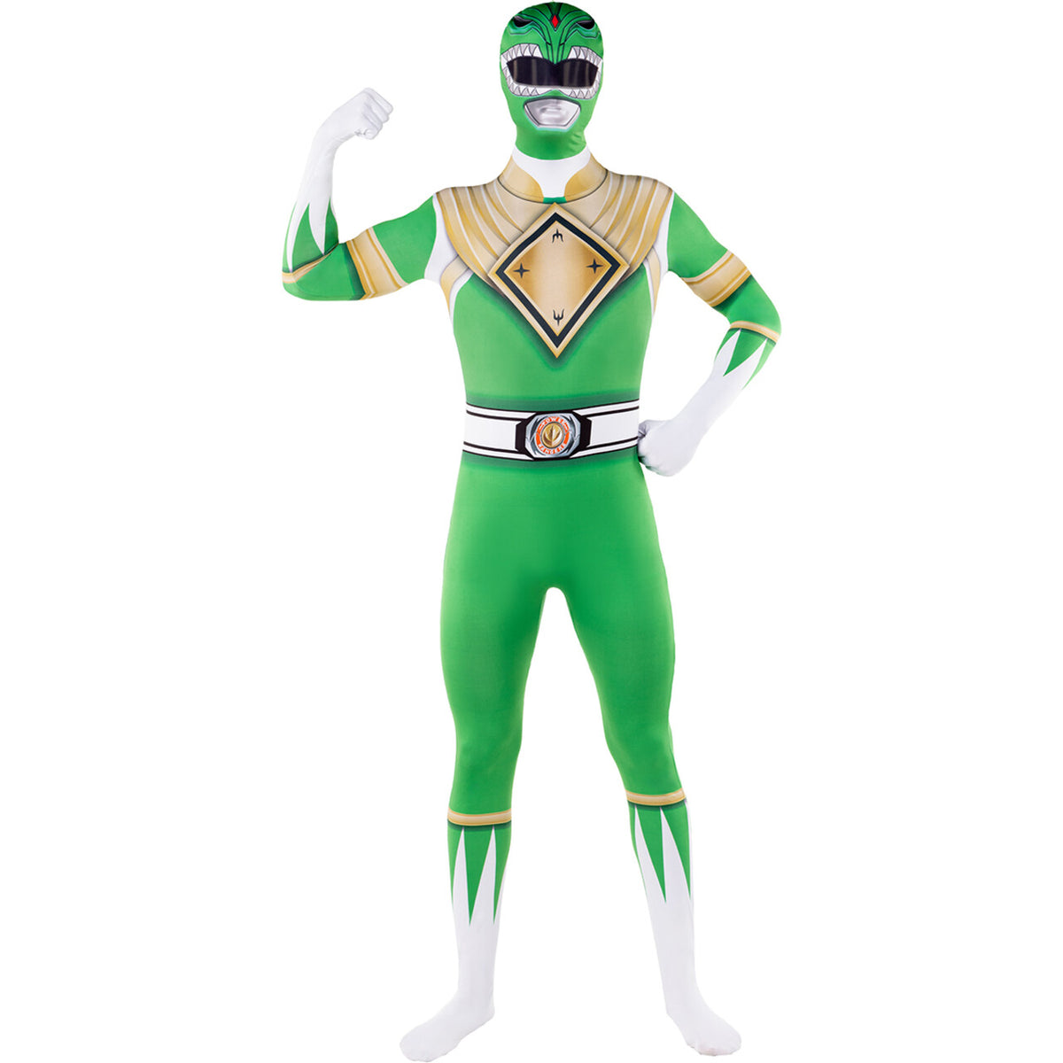 Op deze afbeelding zie je een Kostuums, van het merk Funidelia. Green Power Ranger™ - Second Skin Kostuum