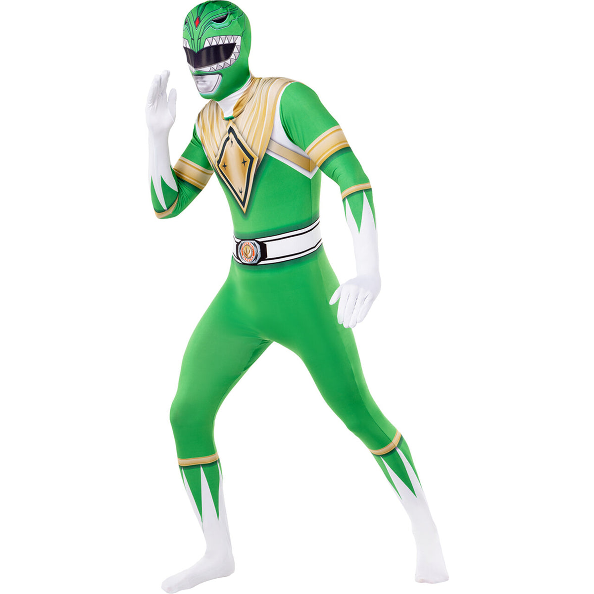 Op deze afbeelding zie je een Kostuums, van het merk Funidelia. Green Power Ranger™ - Second Skin Kostuum