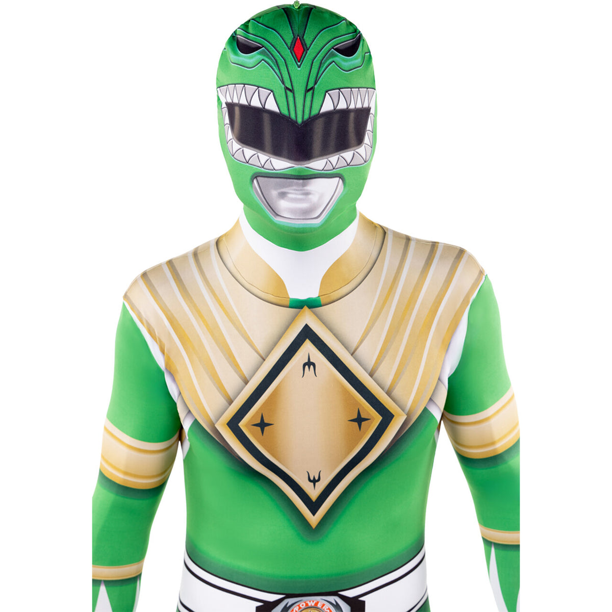 Op deze afbeelding zie je een Kostuums, van het merk Funidelia. Green Power Ranger™ - Second Skin Kostuum