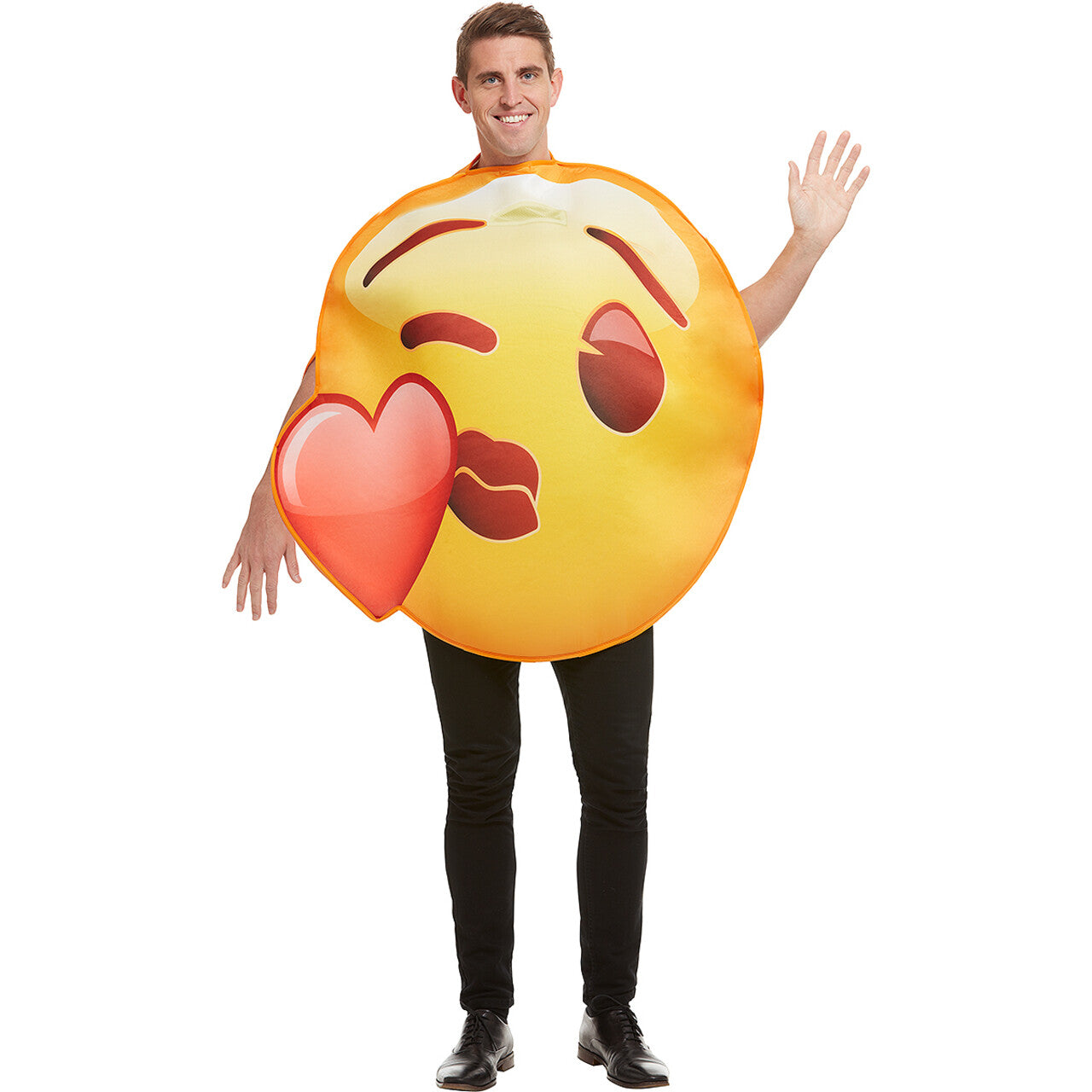 Op deze afbeelding zie je een Kostuums, van het merk Funidelia. Emoji Blow Me One Last Kiss Kostuum