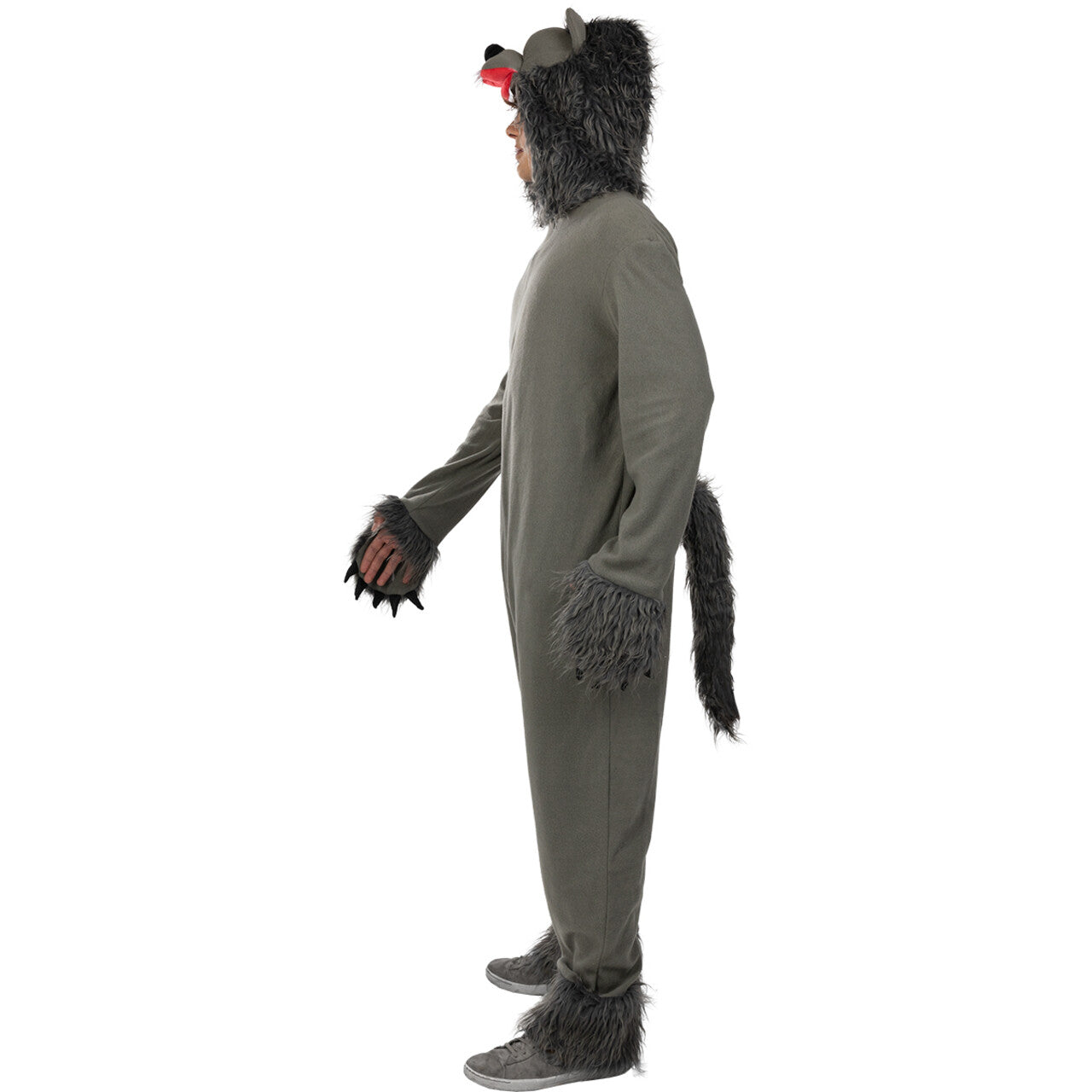 Op deze afbeelding zie je een Kostuums, van het merk Funidelia. Grijze Gemene Wolf Kostuum