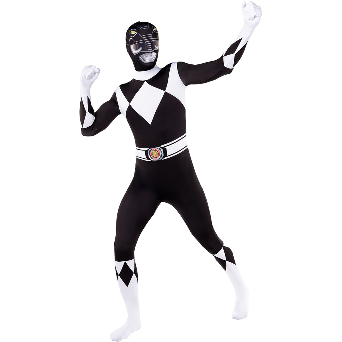 Op deze afbeelding zie je een Kostuums, van het merk Funidelia. Black Power Ranger™ - Second Skin Kostuum