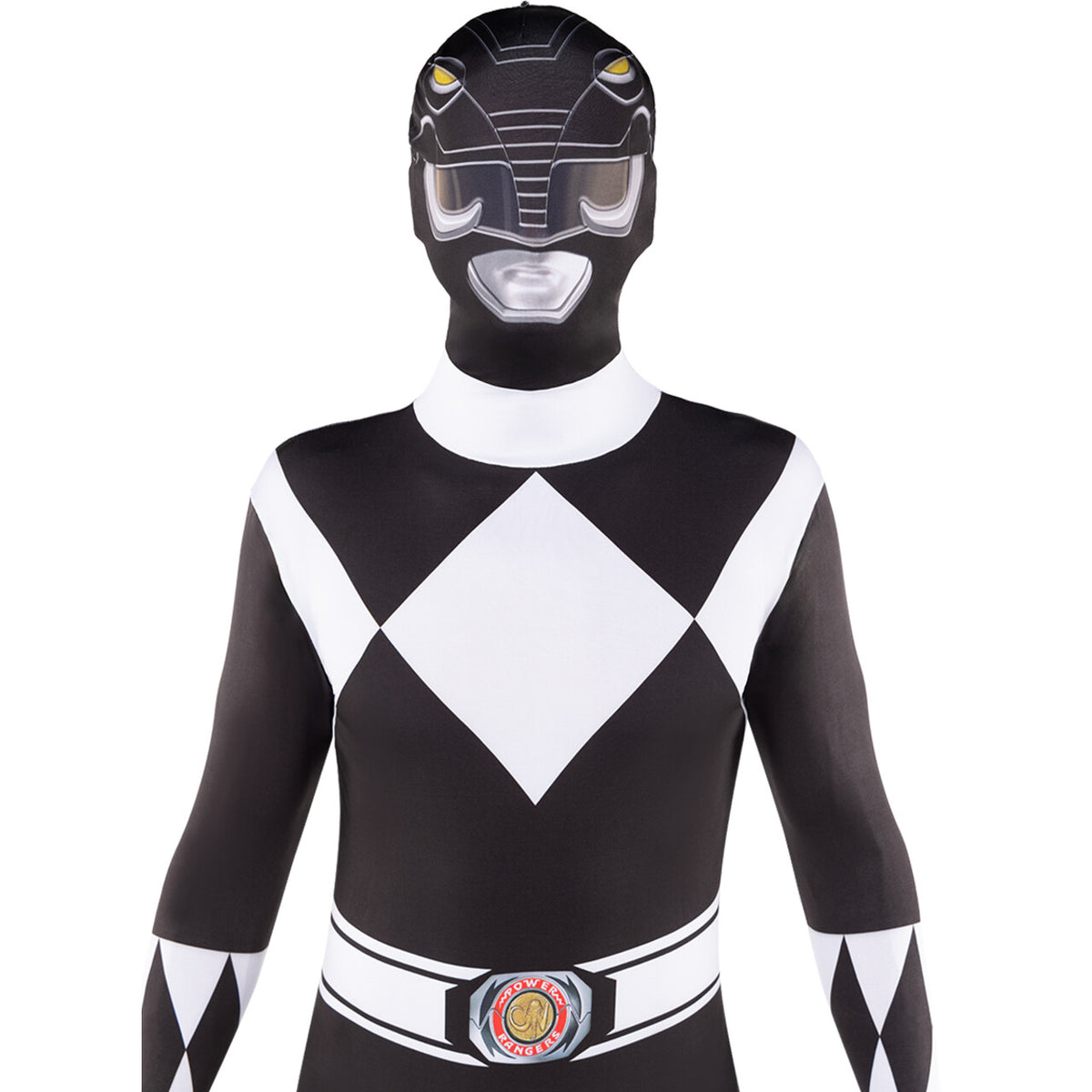 Op deze afbeelding zie je een Kostuums, van het merk Funidelia. Black Power Ranger™ - Second Skin Kostuum
