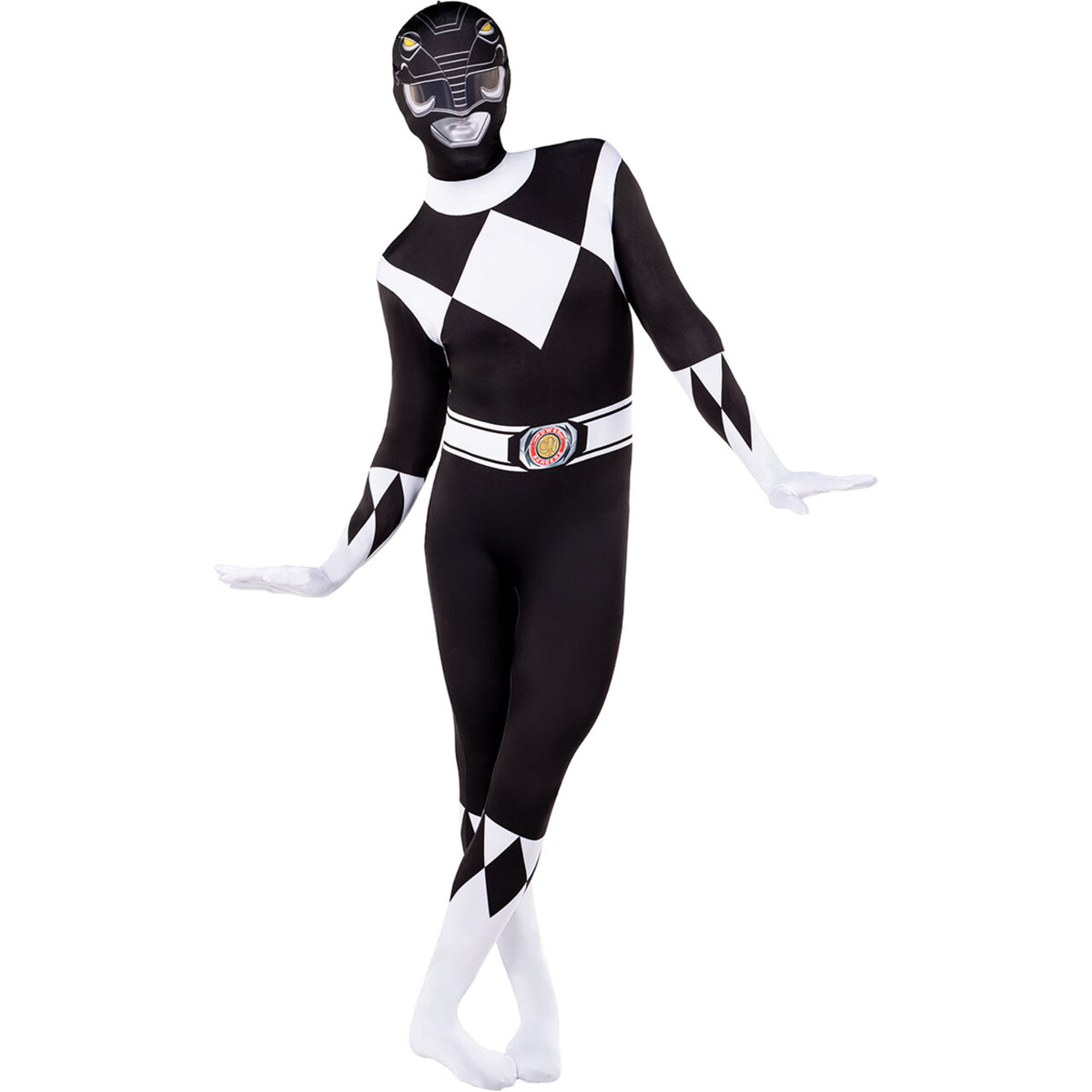 Op deze afbeelding zie je een Kostuums, van het merk Funidelia. Black Power Ranger™ - Second Skin Kostuum
