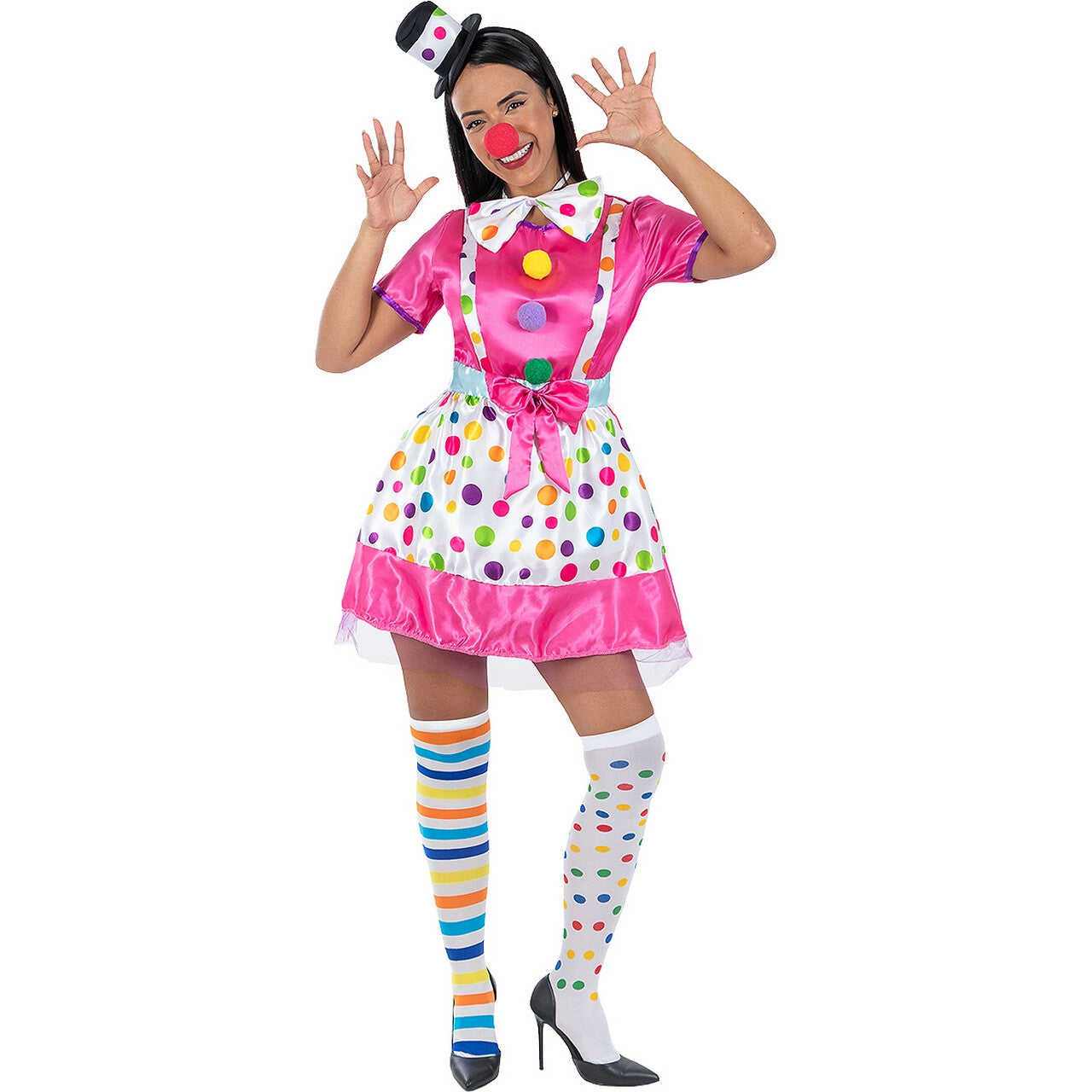 Op deze afbeelding zie je een Kostuums, van het merk Funidelia. Lots Of Dots Clown Vrouw Kostuum