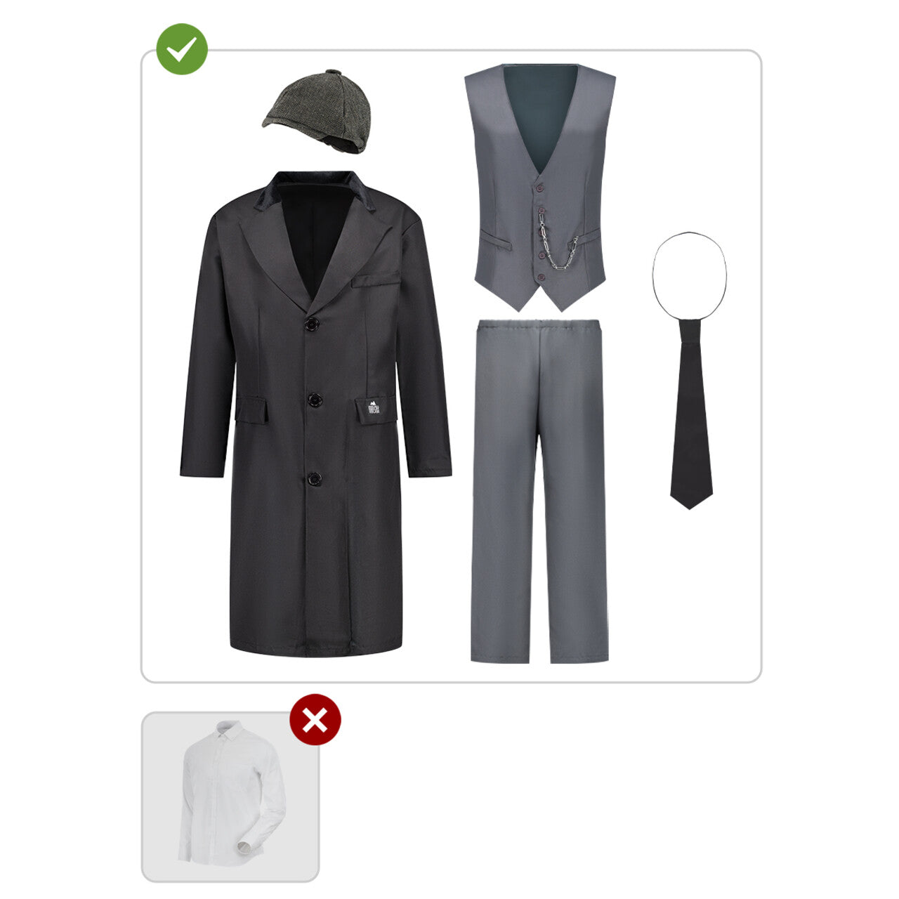 Op deze afbeelding zie je een Kostuums, van het merk Funidelia. Roaring Twenties Tommy Shelby Peaky Blinders Man Kostuum
