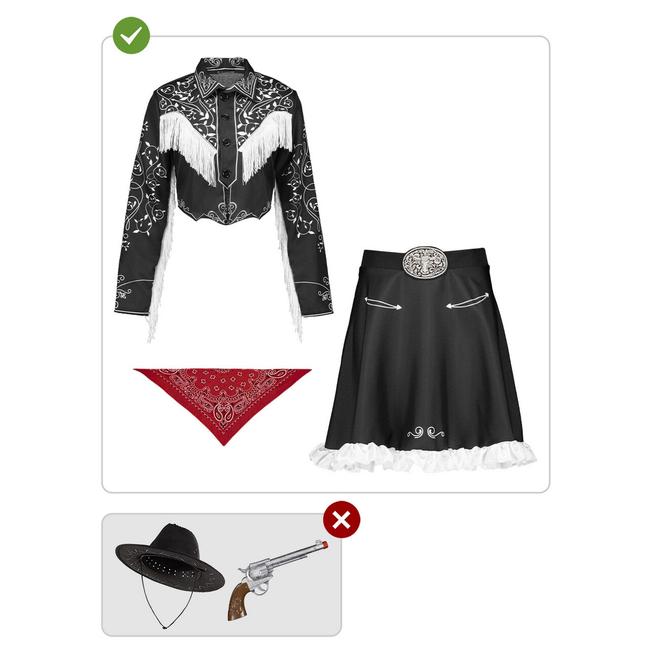 Op deze afbeelding zie je een Kostuums, van het merk Funidelia. Cowgirl Amanda Vrouw Kostuum