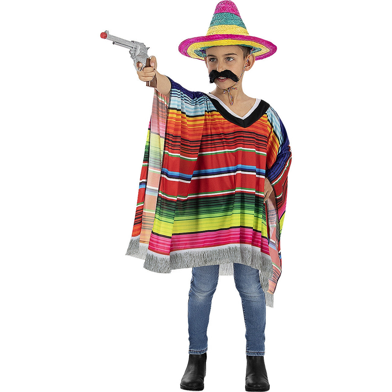 Op deze afbeelding zie je een Kostuums, van het merk Funidelia. Dilano Mexicano Poncho Kind Kostuum