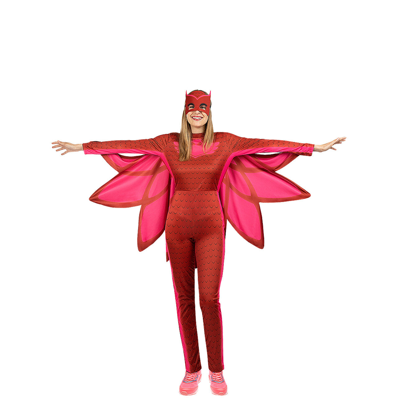 Op deze afbeelding zie je een Kostuums, van het merk Funidelia. Roze Superheld Owlette Pj Masks Vrouw Kostuum