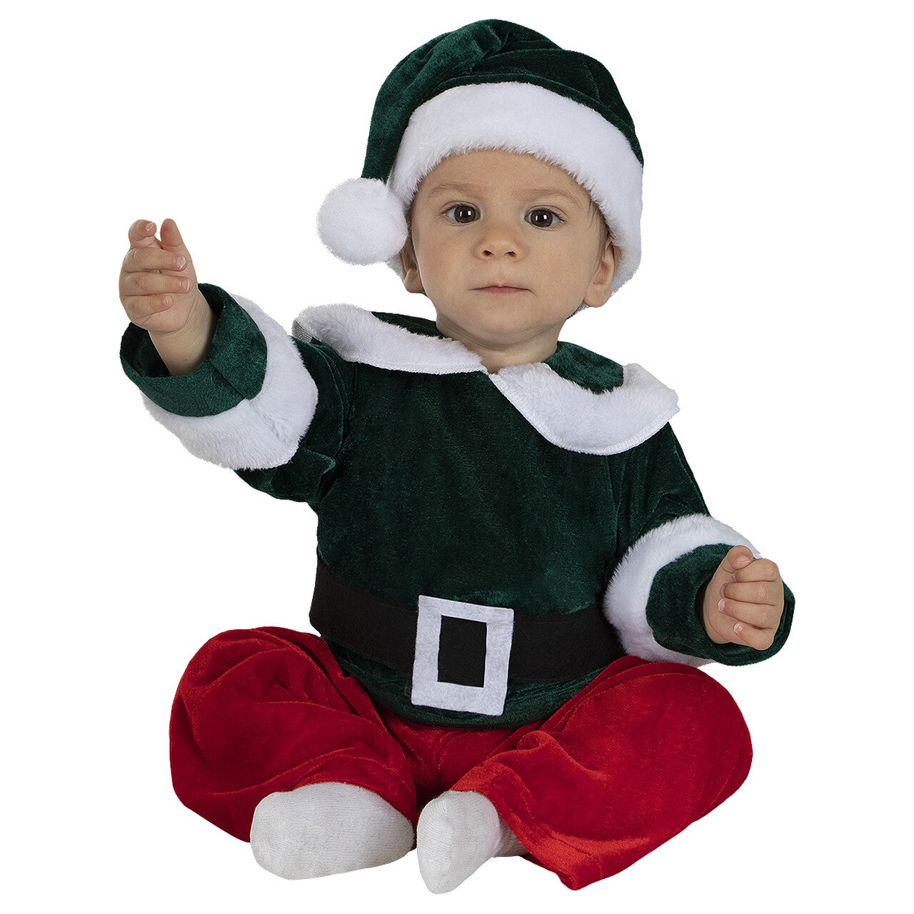 Op deze afbeelding zie je een Kostuums, van het merk Funidelia. Megaschattige Deluxe Kerst Elf Baby Kind Kostuum