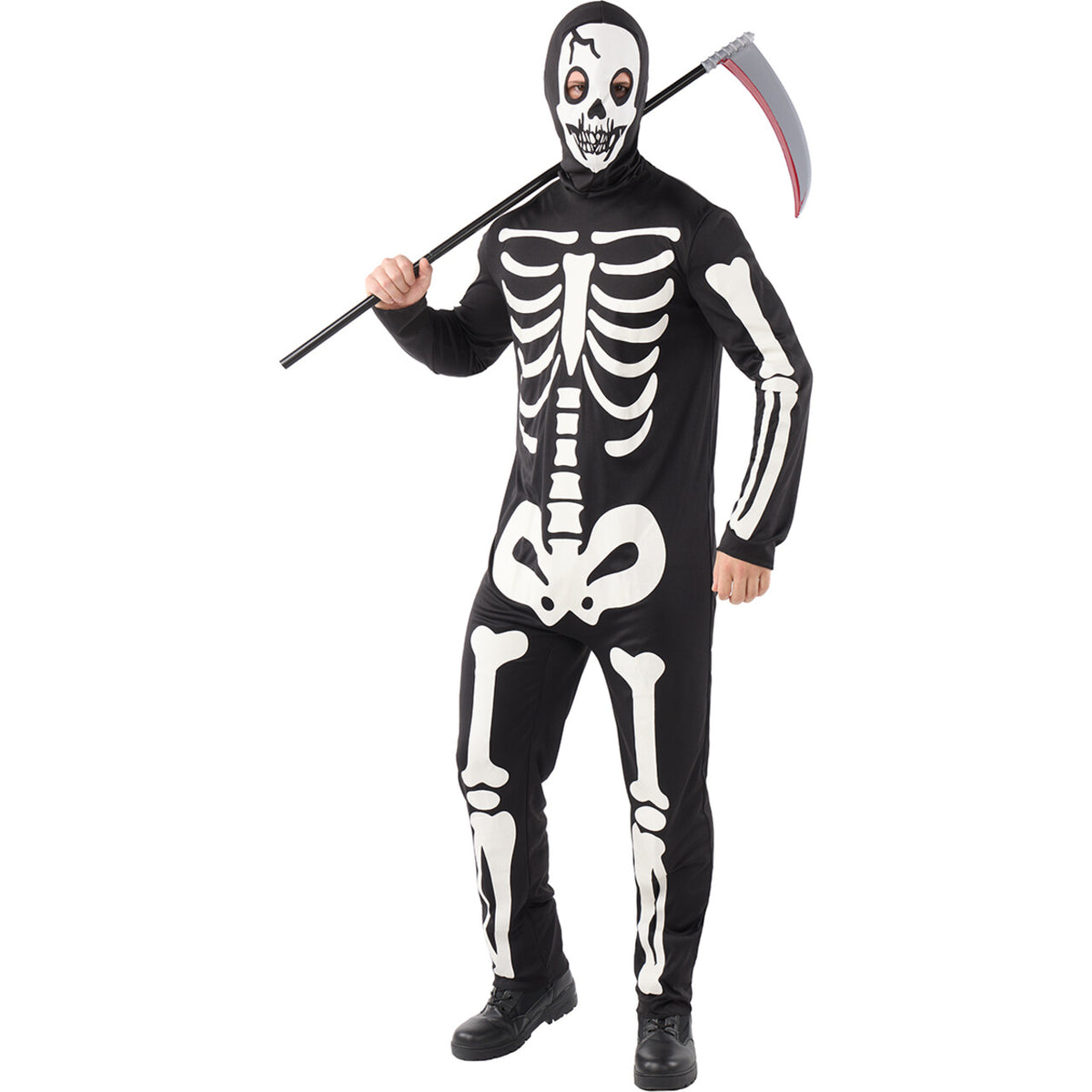 Op deze afbeelding zie je een Kostuums, van het merk Funidelia. Glow In The Dark Skeleton Walk Man Kostuum