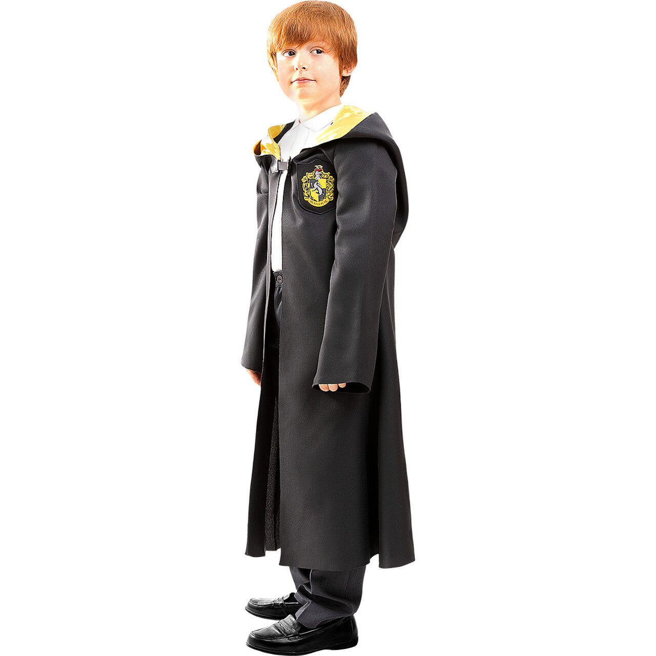 Op deze afbeelding zie je een Kostuums, van het merk Funidelia. Harry Potter Hufflepuff Cape Kind Kind Kostuum