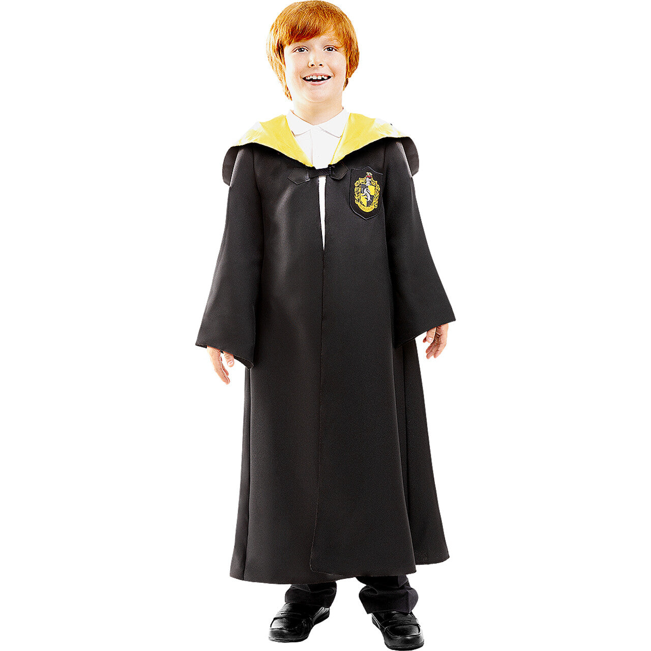 Op deze afbeelding zie je een Kostuums, van het merk Funidelia. Harry Potter Hufflepuff Cape Kind Kind Kostuum