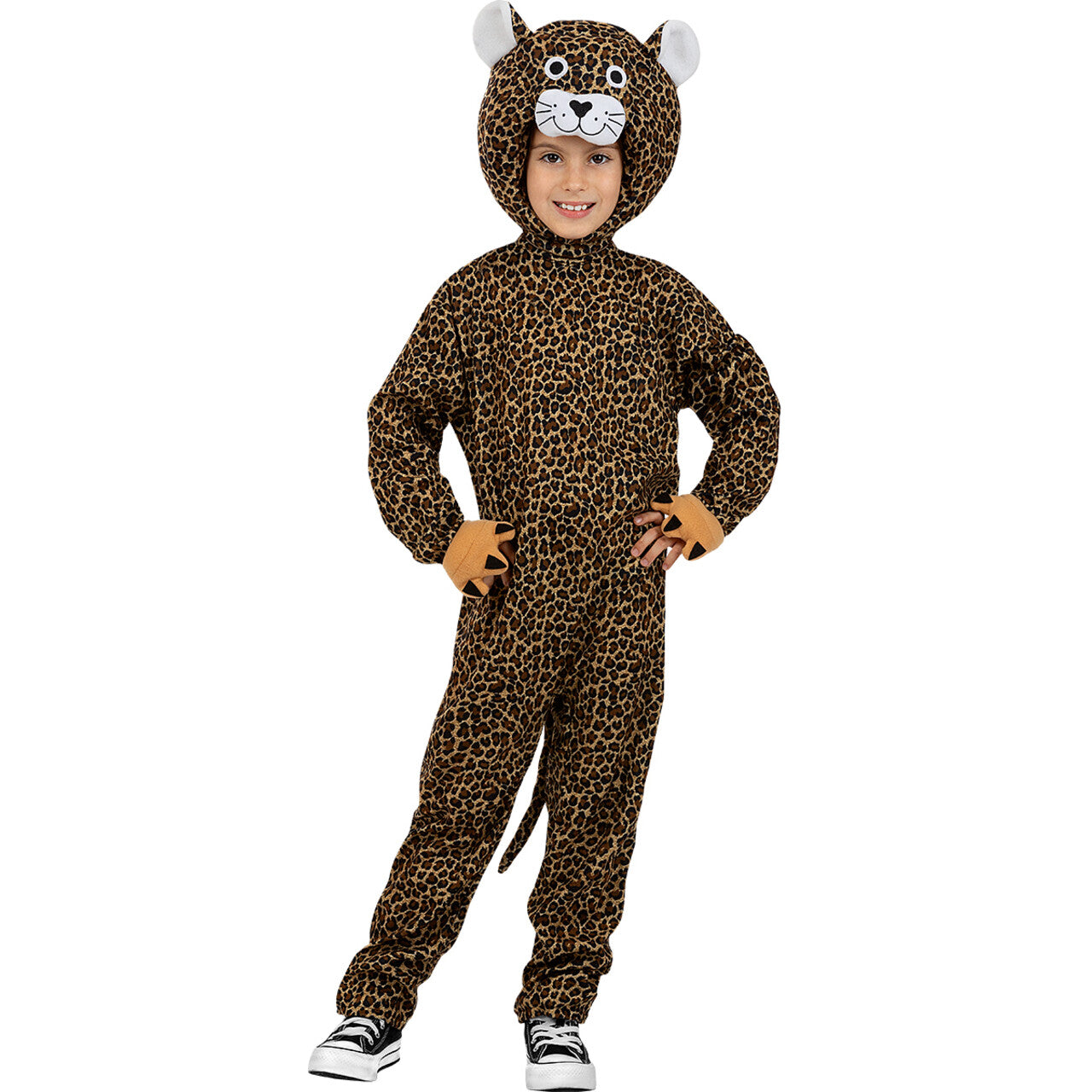 Op deze afbeelding zie je een Kostuums, van het merk Funidelia. Gevaarlijke Luipaard Onesie Kind Kostuum