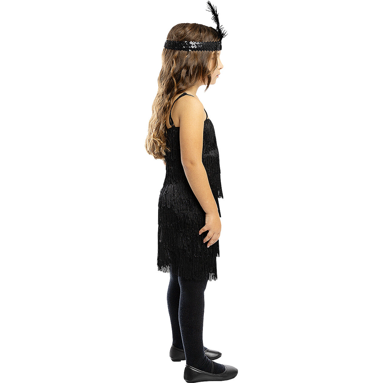 Op deze afbeelding zie je een Kostuums, van het merk Funidelia. Spetter Zwarte Flapper Jurk Meisje