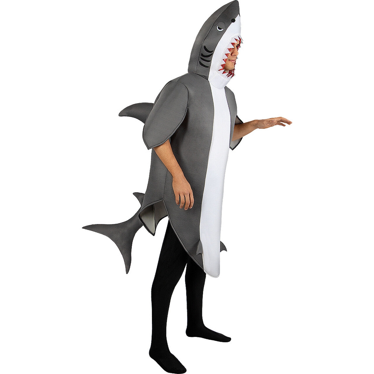 Op deze afbeelding zie je een Kostuums, van het merk Funidelia. Grijze Reuzenhaai Sharky Kostuum