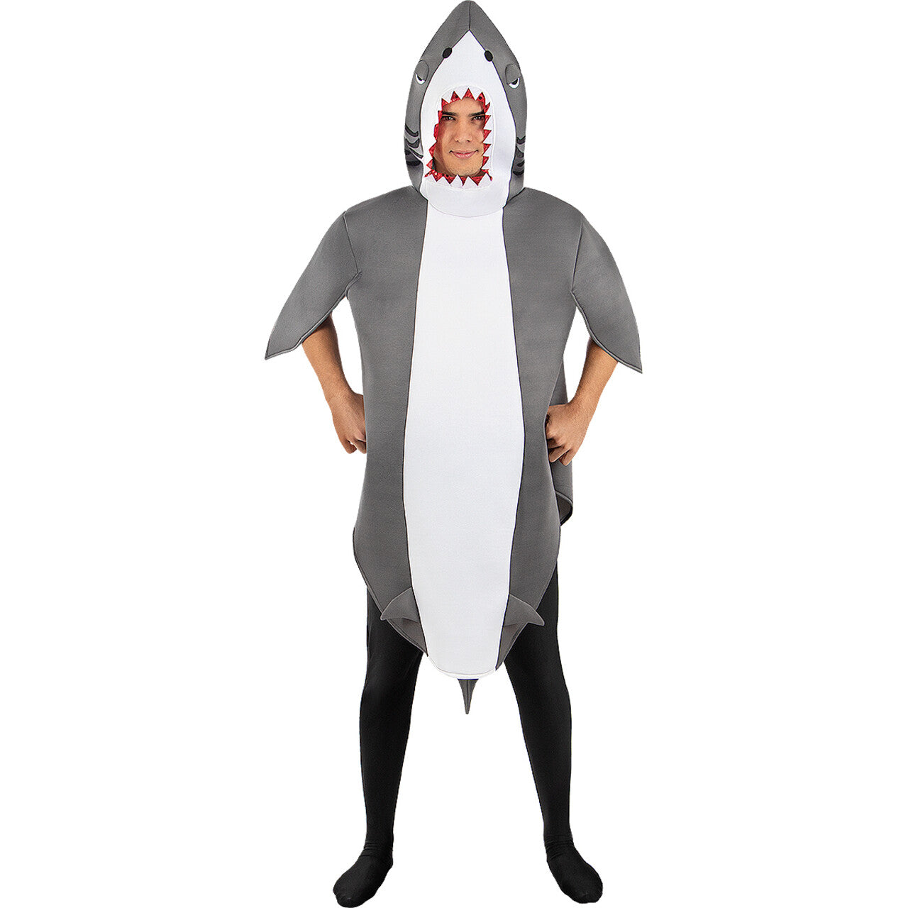 Op deze afbeelding zie je een Kostuums, van het merk Funidelia. Grijze Reuzenhaai Sharky Kostuum