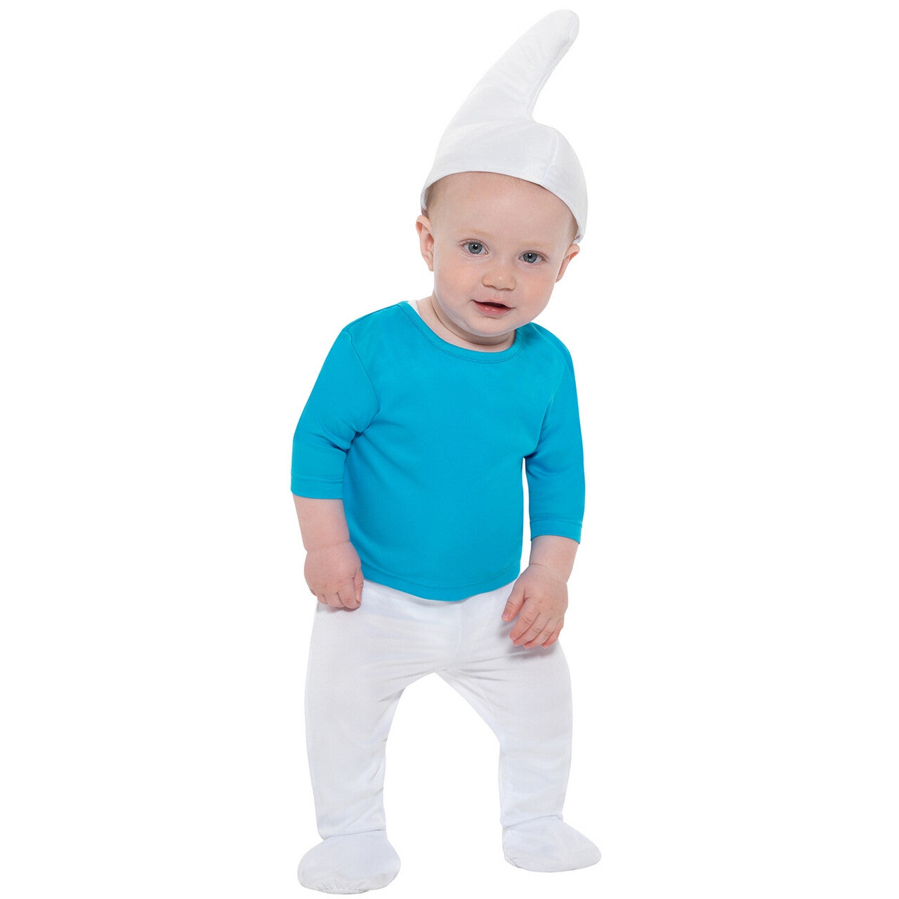 Op deze afbeelding zie je een Kostuums, van het merk Funidelia. Kleine Baby Smurf™ Kind Kostuum