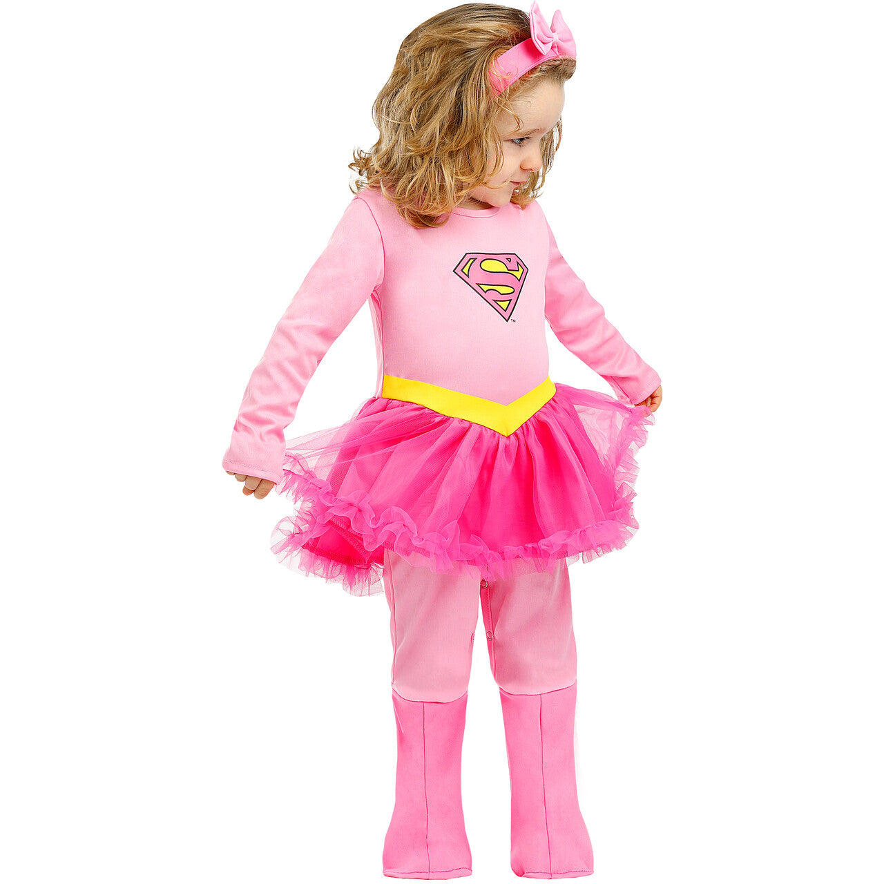 Op deze afbeelding zie je een Kostuums, van het merk Funidelia. Roze Superzoete Supergirl™ Meisje Kostuum
