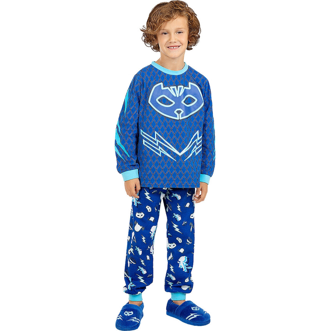 Op deze afbeelding zie je een Kostuums, van het merk Funidelia. Catboy Pyjama Pj Masks Blauw Kind Kostuum