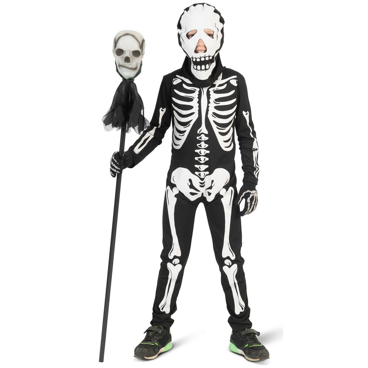 Op deze afbeelding zie je een Kostuums, van het merk Funny Fashion. Rammelend Skelet Stef Kind Kostuum