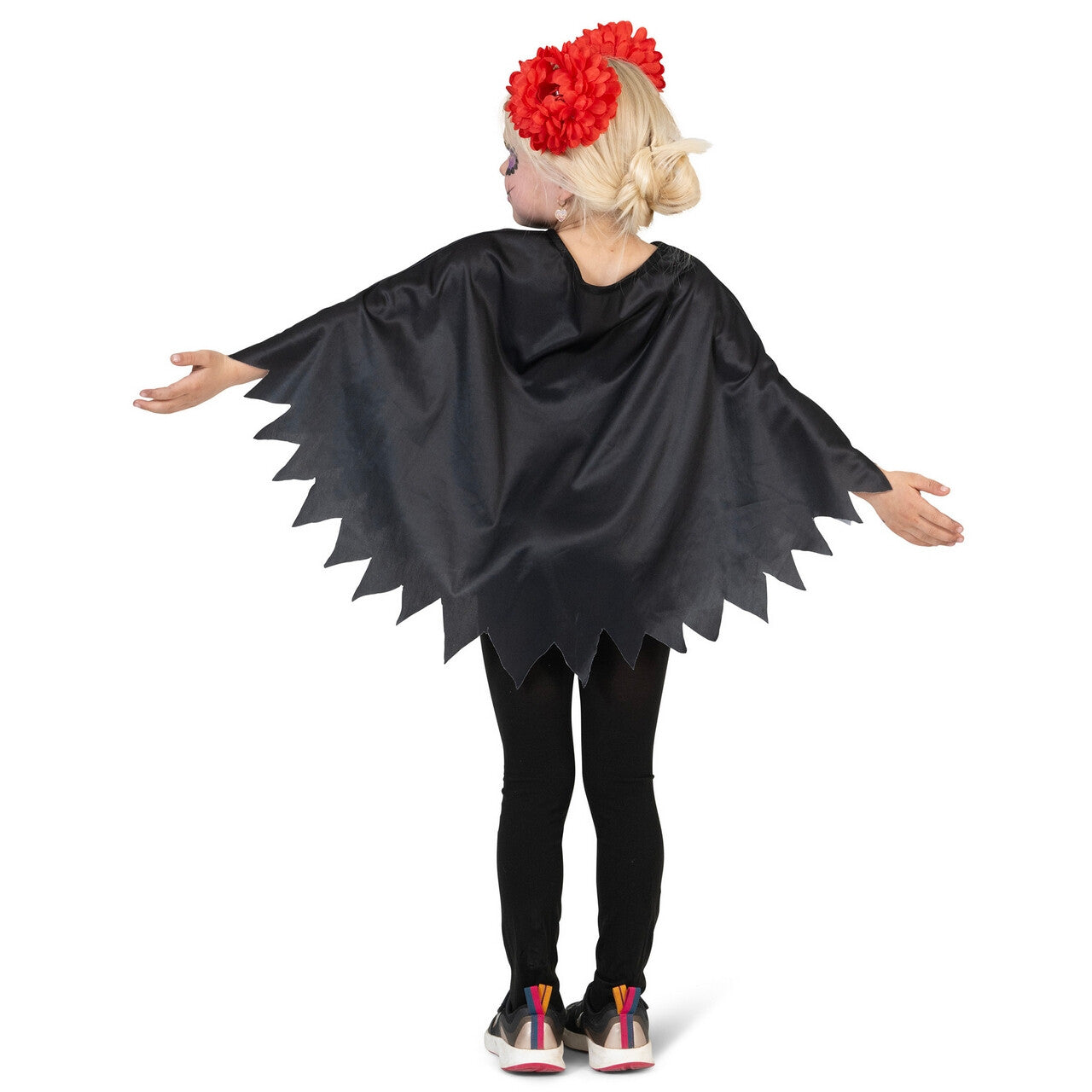 Op deze afbeelding zie je een Kostuums, van het merk Funny Fashion. Vliegend Skelet Sylvie Poncho Meisje