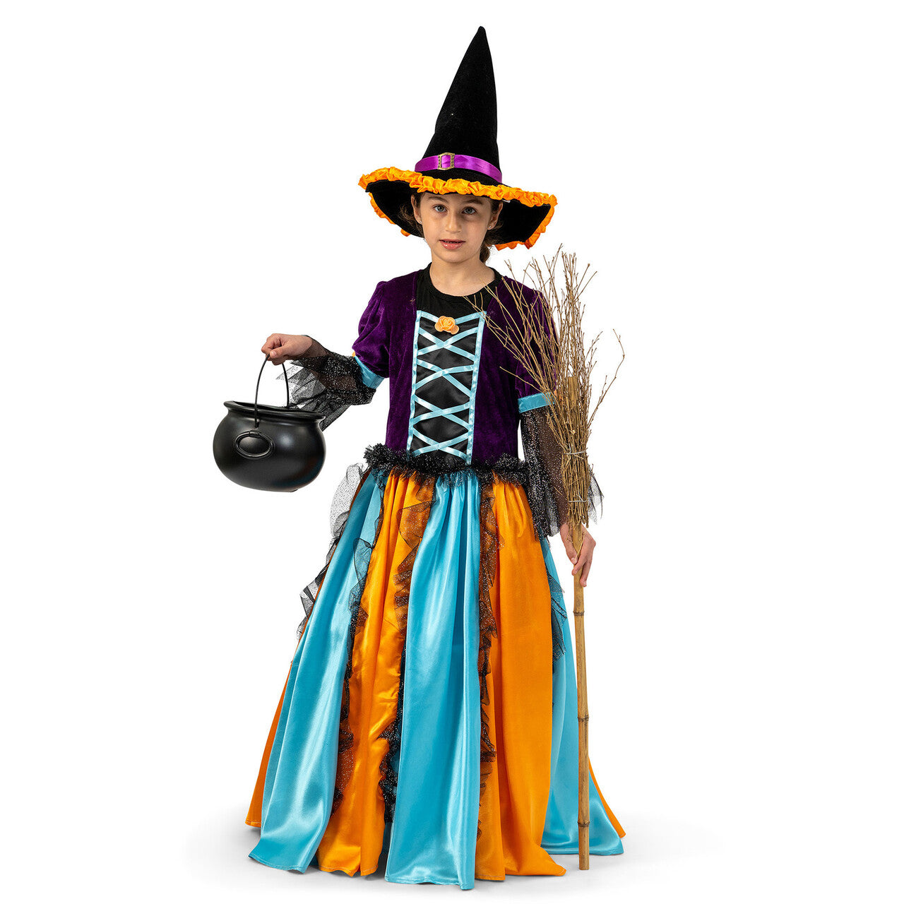 Op deze afbeelding zie je een Kostuums, van het merk Funny Fashion. Heks Magische Pompoensoep Meisje Kostuum