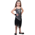 Robe Flapper Fantaisie En Paillettes Argent Costume