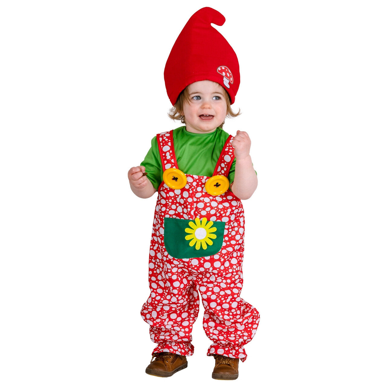 Op deze afbeelding zie je een Kostuums, van het merk Funny Fashion. Paddenstoel Kabouter Spillebeen Kind Kostuum