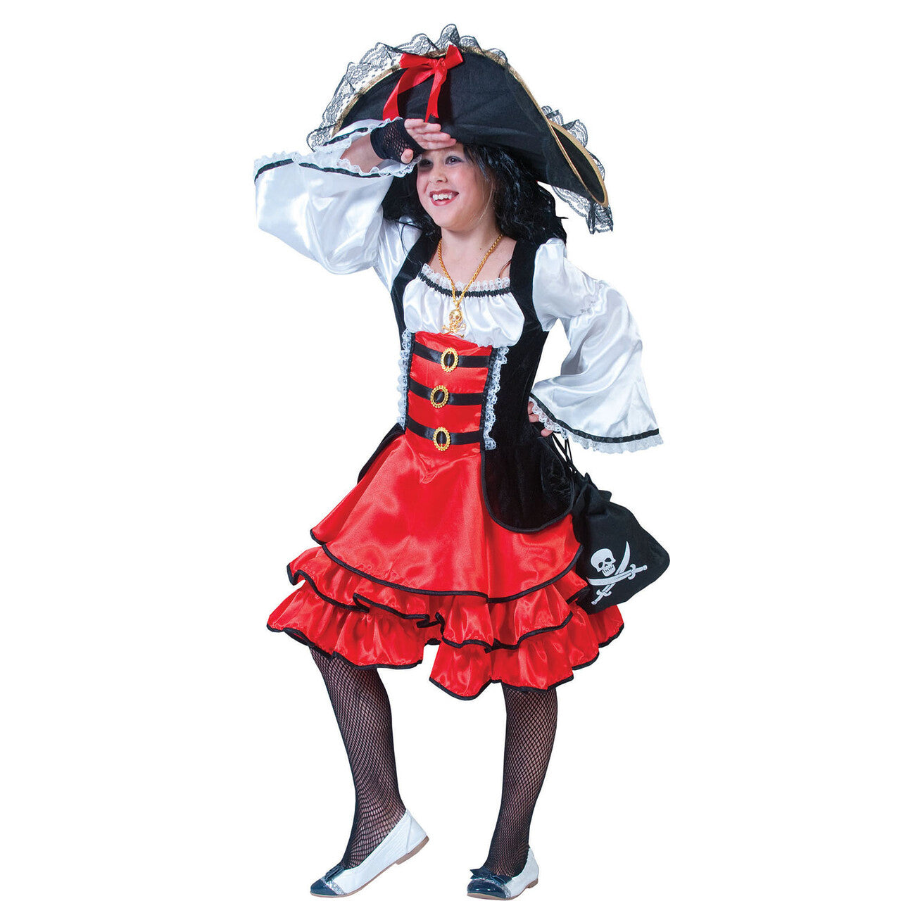Op deze afbeelding zie je een Kostuums, van het merk Funny Fashion. Piraat Nieuw Amsterdam Jurk Meisje