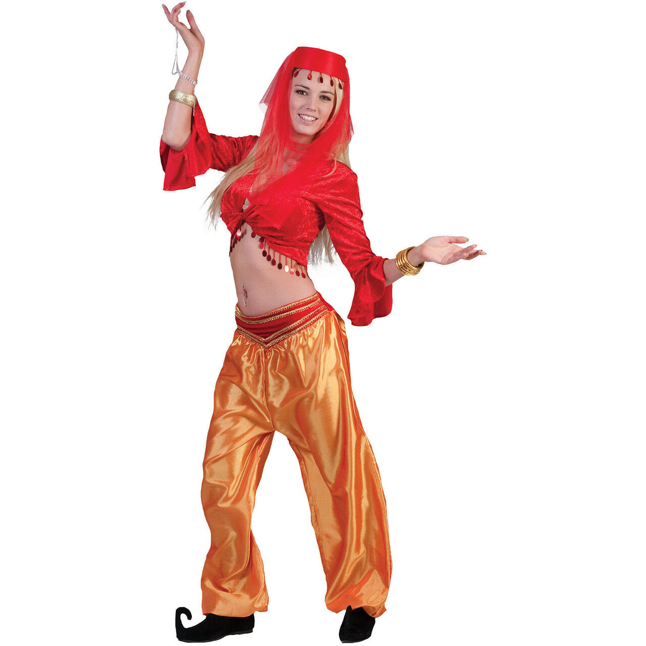 Op deze afbeelding zie je een Kostuums, van het merk Funny Fashion. Jasmijn Topje Buikdanseres Rood Vrouw