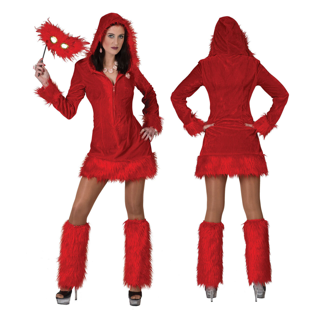 Op deze afbeelding zie je een Kostuums, van het merk Funny Fashion. Aaibare Rode Duivelin Vrouw Kostuum