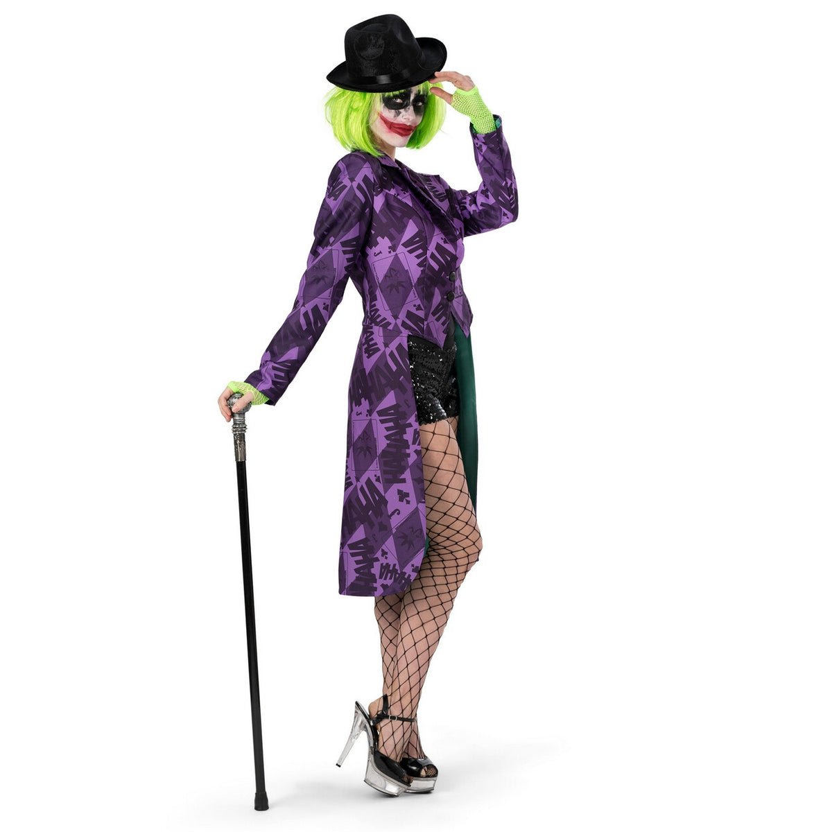 Op deze afbeelding zie je een Kostuums, van het merk Funny Fashion. Haha Joker Jessy Vrouw