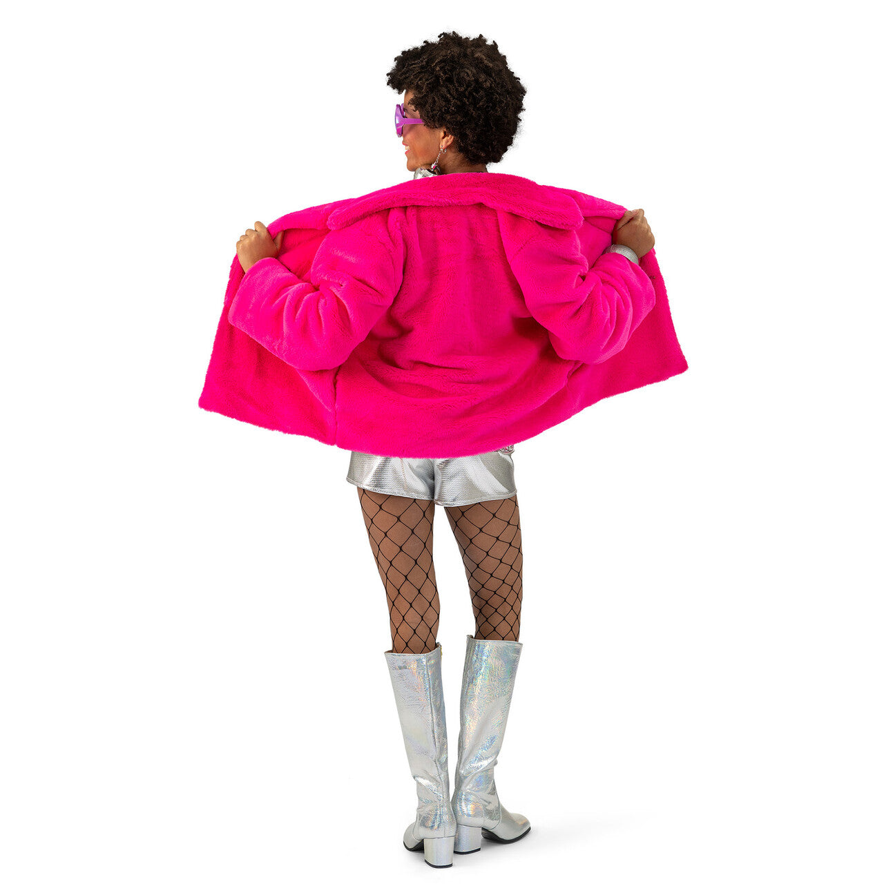 Op deze afbeelding zie je een Kostuums, van het merk Funny Fashion. Fluffy Jas Roze Vrouw