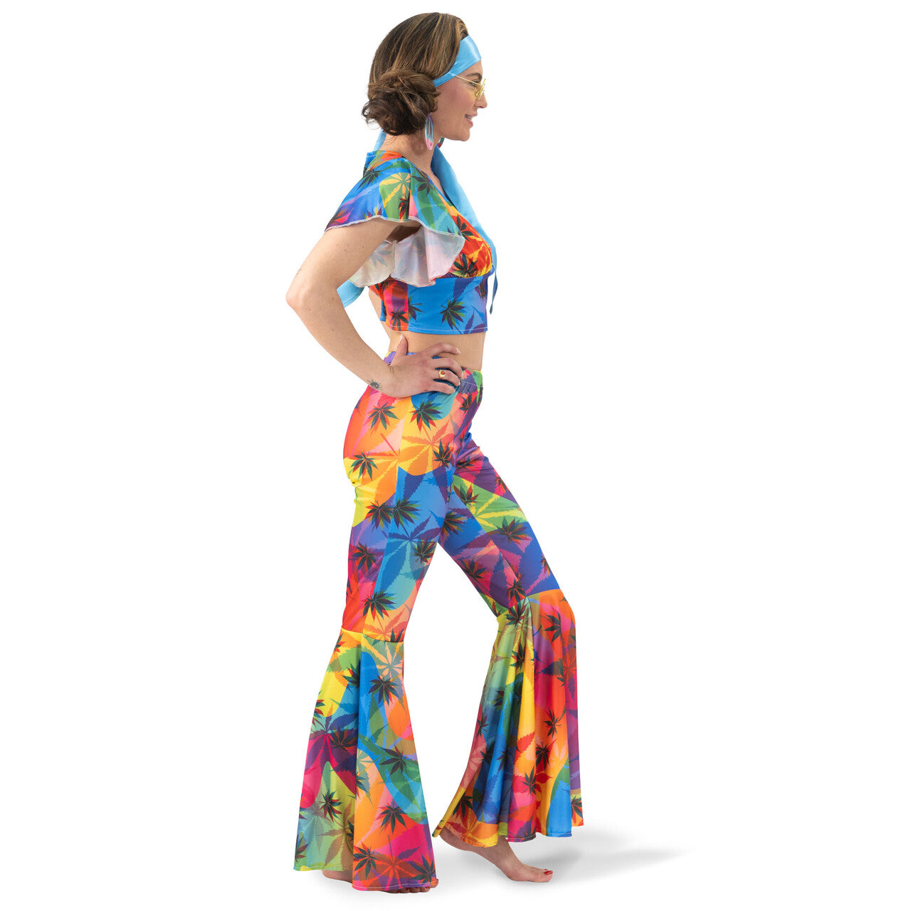 Op deze afbeelding zie je een Kostuums, van het merk Funny Fashion. Hippie Wendy Weed Vrouw Kostuum
