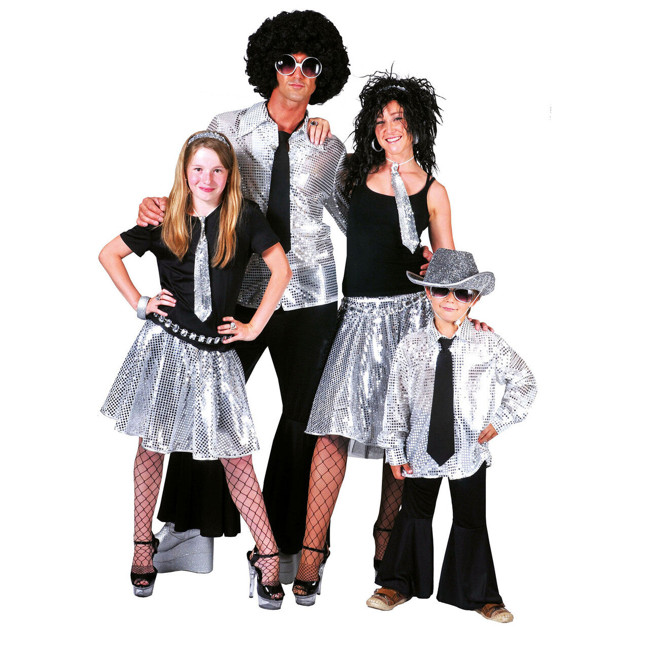 Op deze afbeelding zie je een Kostuums, van het merk Funny Fashion. Zilveren Pailletten Shadow Hemd Man