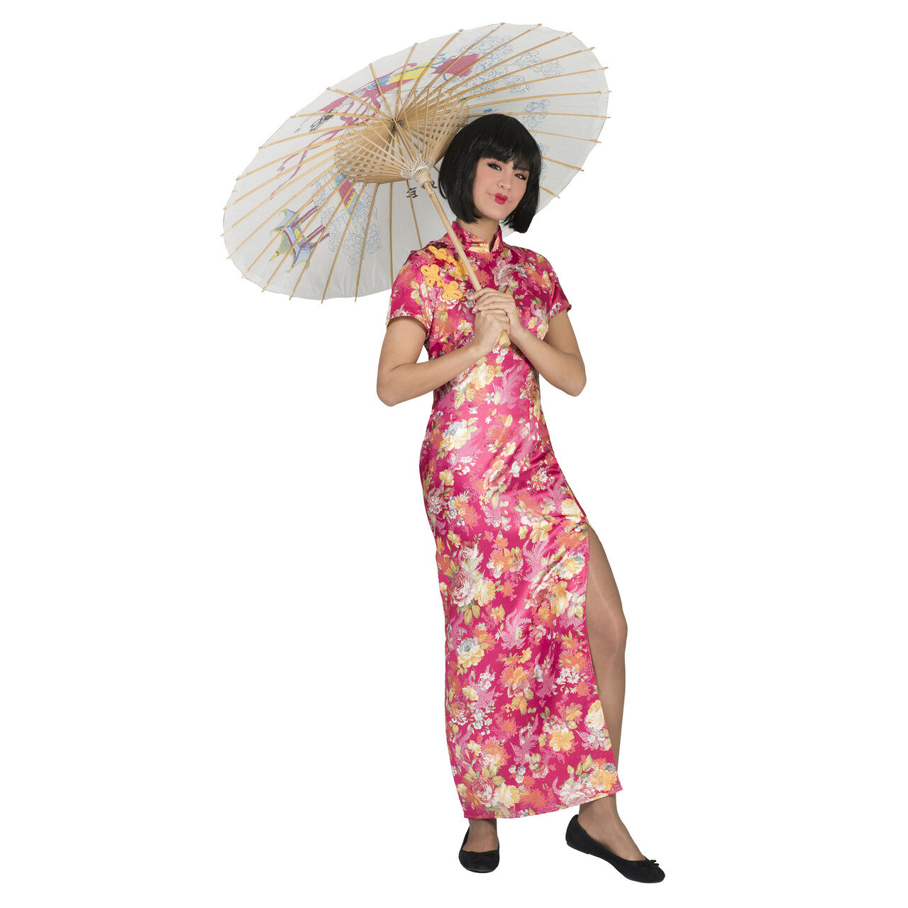 Op deze afbeelding zie je een Kostuums, van het merk Funny Fashion. Lange Kimono Shasaka Vrouw Kostuum