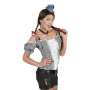 Op deze afbeelding zie je een Kostuums, van het merk Funny Fashion. Zwart Wit Ruitjes Hemd Hubsche Hannah Vrouw