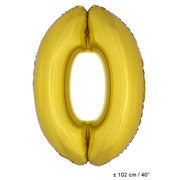 Op deze afbeelding zie je een Decoratie, van het merk Funny Fashion. Folie Cijfer Ballon Nummer 0 Goud XL 102cm (Leeg)