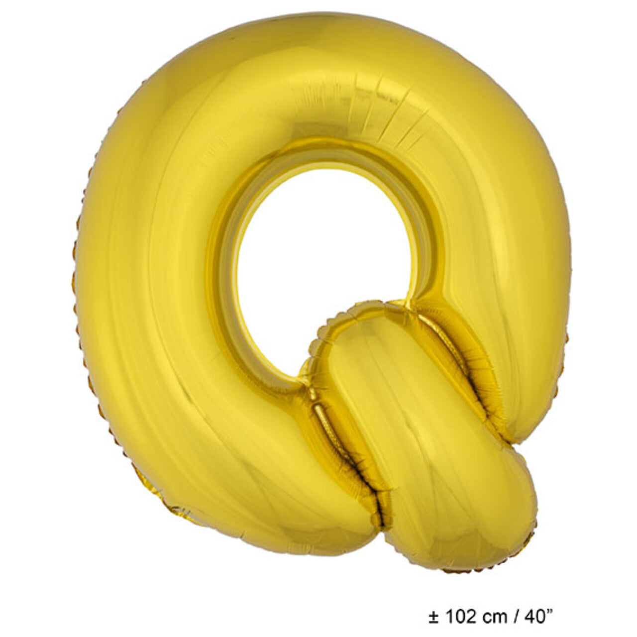 Op deze afbeelding zie je een Decoratie, van het merk Funny Fashion. Folie Ballon Letter Q Goud XL 102cm (Leeg)
