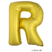 Op deze afbeelding zie je een Decoratie, van het merk Funny Fashion. Folie Ballon Letter R Goud XL 102cm (Leeg)