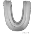 Folie Ballon Letter U Zilver XL 102cm (Leeg)