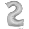 Folie Cijfer Ballon Nummer 2 Zilver XL 102cm (Leeg)