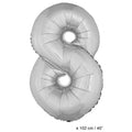 Folie Cijfer Ballon Nummer 8 Zilver XL 102cm (Leeg)